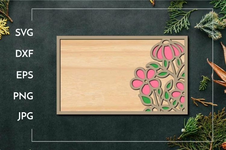 Floral layered frame Laser cut
