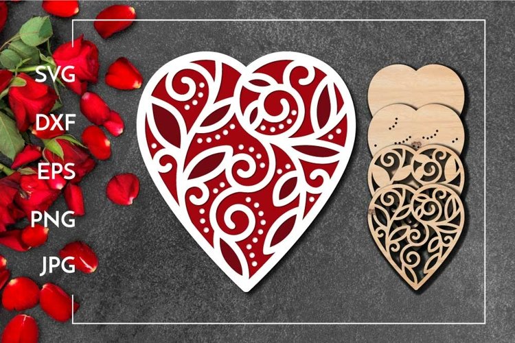 Heart Multilayer Valentine decoration Laser cut design example image 1