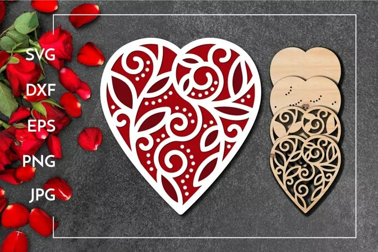 Heart Multilayer Valentine decoration Laser cut design
