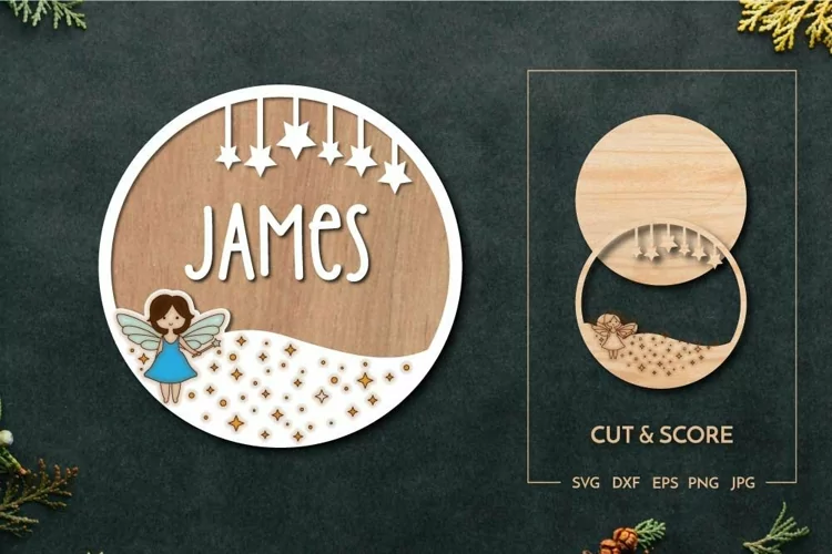 Cute fairy ornament Kids room | Laser cut and score