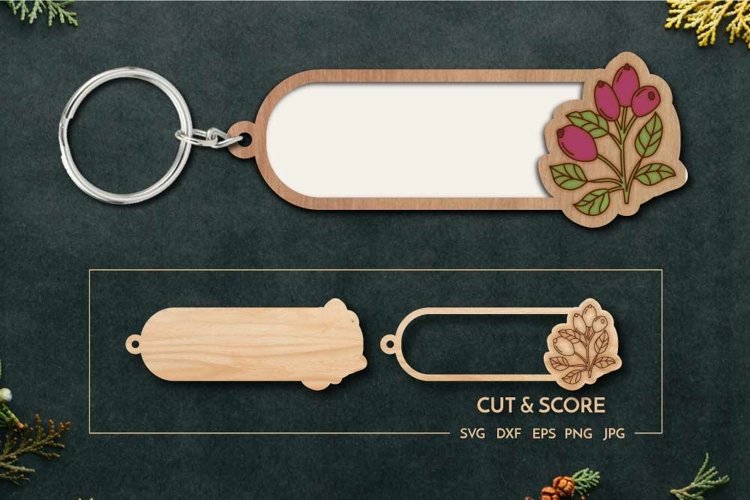 Berry plant keychain | Customizable Layered Laser cut example image 1
