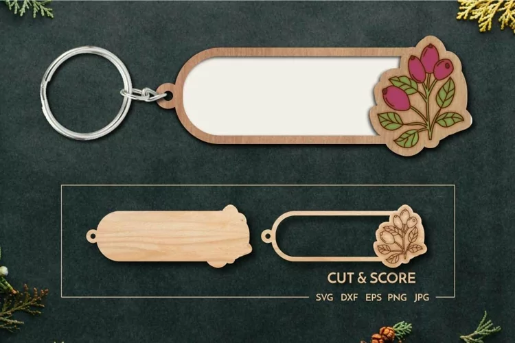 Berry plant keychain | Customizable Layered Laser cut