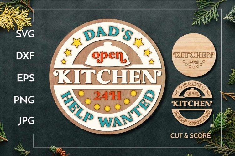 Dad's kitchen layered sign | Laser cut & score example image 1