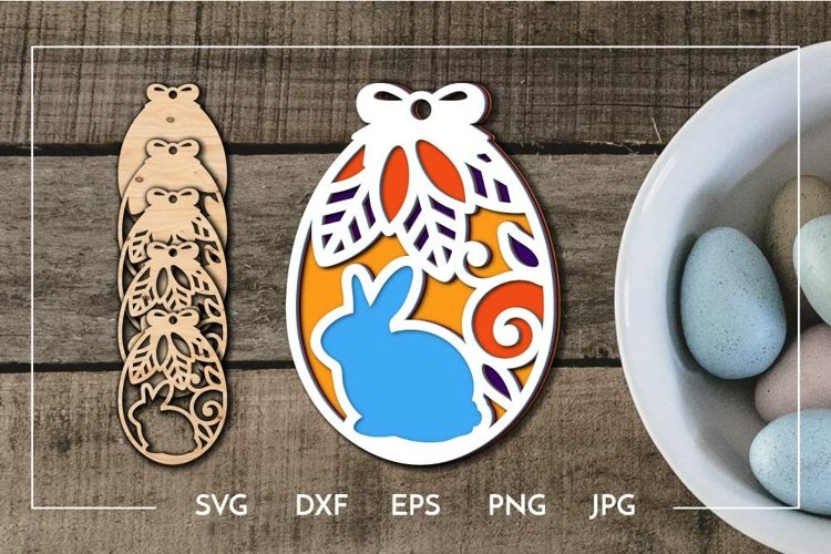 Layered Easter egg with bunny Laser cut example image 1