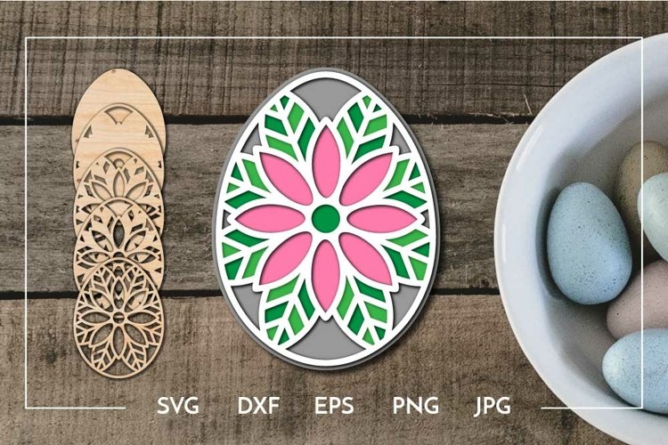 Layered Easter egg flower design Laser cut example image 1