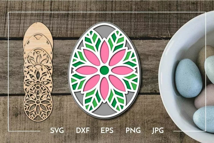 Layered Easter egg flower design Laser cut