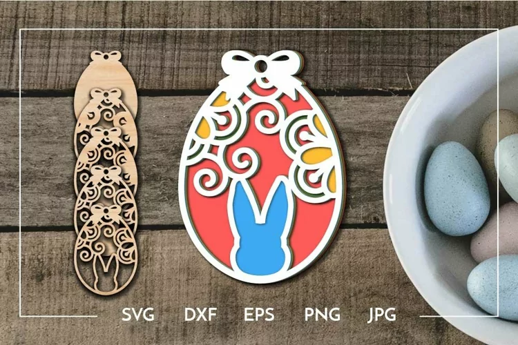 Layered Easter egg floral design Laser cut