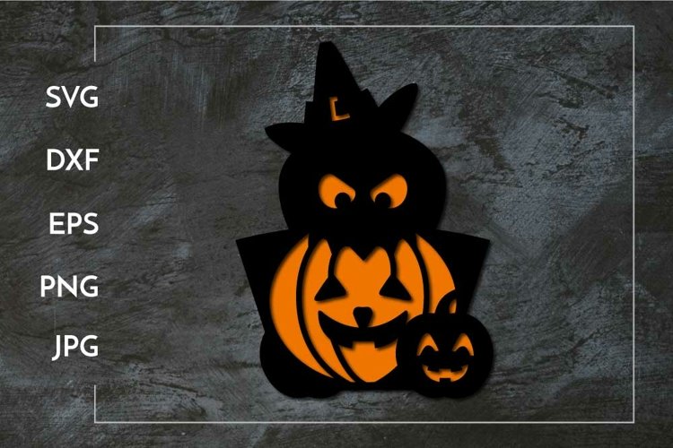 Creepy stacked halloween pumpkins | Halloween Laser cut example image 1