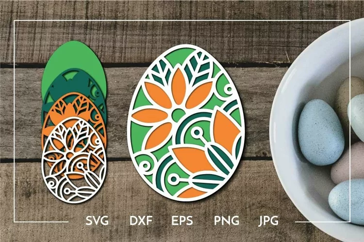 Layered Easter egg floral design Laser cut