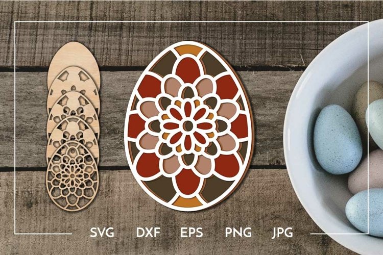 Layered Easter egg flower design Laser cut example image 1