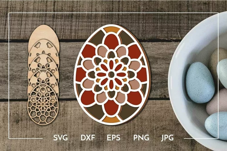 Layered Easter egg flower design Laser cut