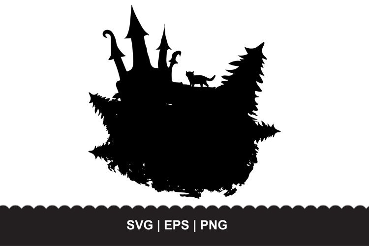 Halloween Castle Silhouette SVG EPS PNG example image 1