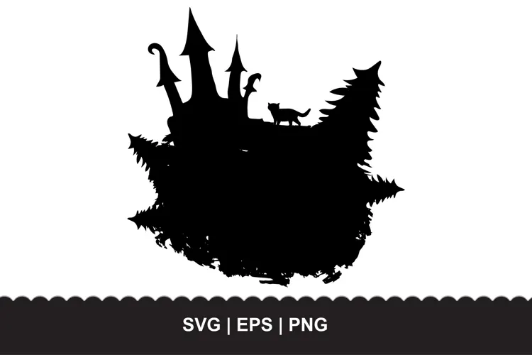 Halloween Castle Silhouette SVG EPS PNG