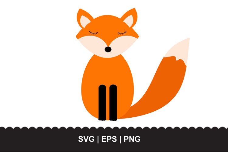 Cute Sitting Fox SVG EPS PNG example image 1