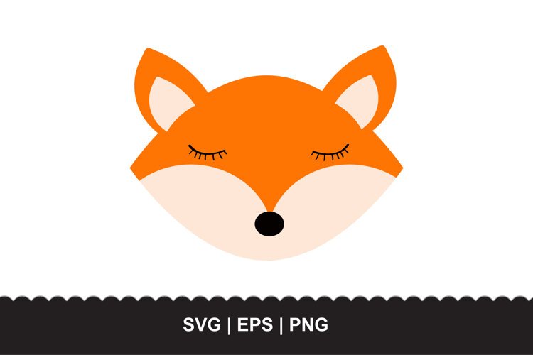 Cute Sleeping Fox Face SVG EPS PNG example image 1
