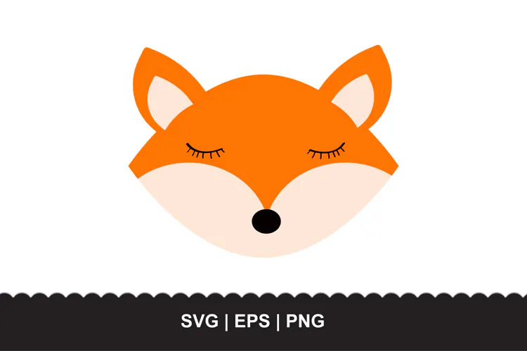 Cute Sleeping Fox Face SVG EPS PNG