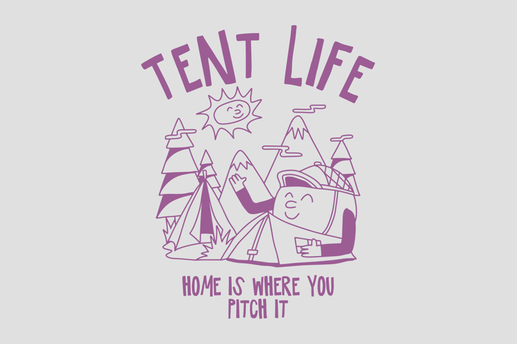 Tent Life Summer Camping Cartoon T shirt Design