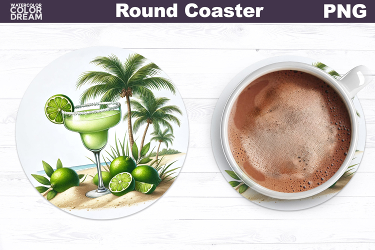 Tropical Margarita Lime Coaster | Summer Cocktail Sublimatio