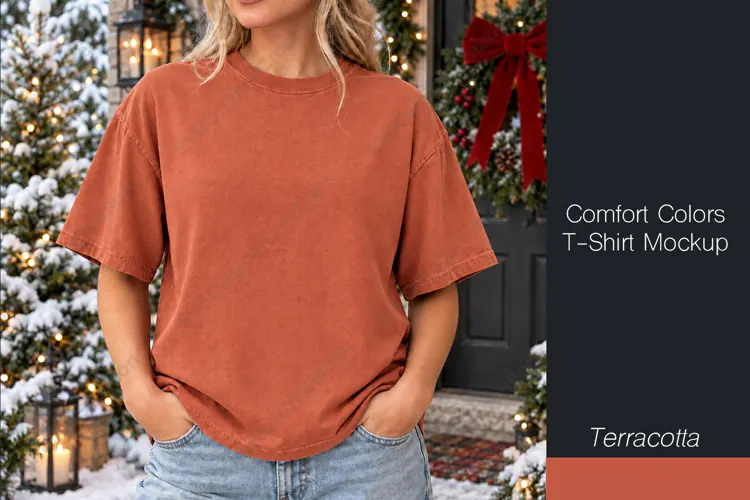 Comfort Colors 1717 t-shirt mockup - Terracotta Color