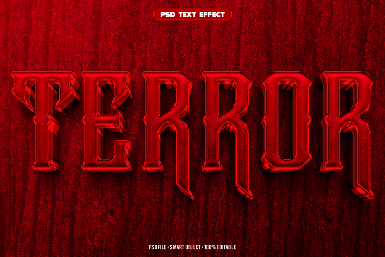 Terror 3D editable text effect