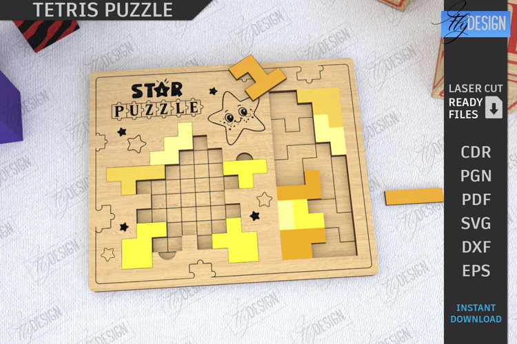 Tetris Puzzle Laser Cut|Blocks Puzzle|Board Game|Montessori