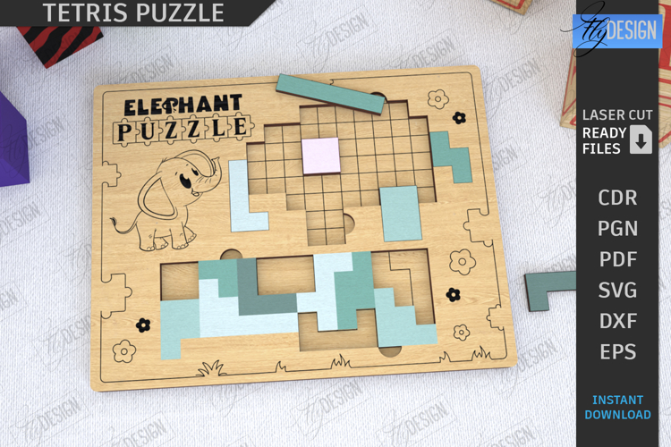 Tetris Puzzle Laser Cut|Blocks Puzzle|Board Game|Montessori