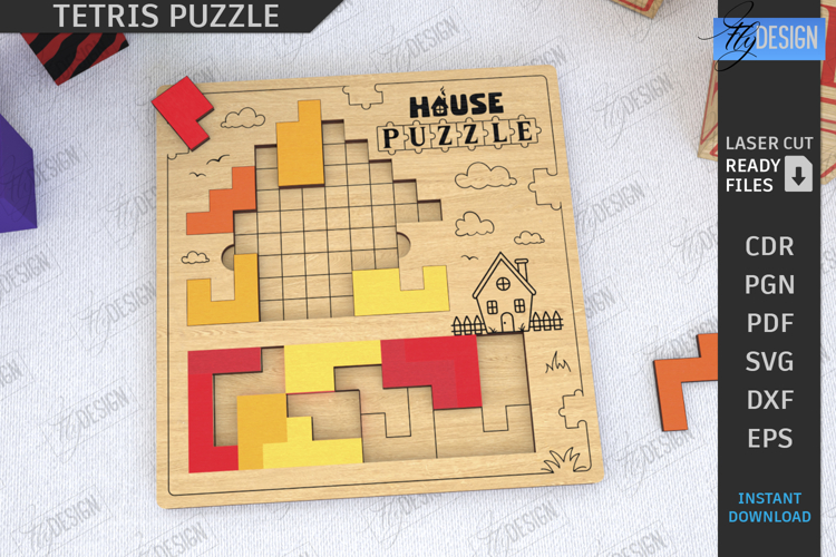 Tetris Puzzle Laser Cut|Blocks Puzzle|Board Game|Montessori