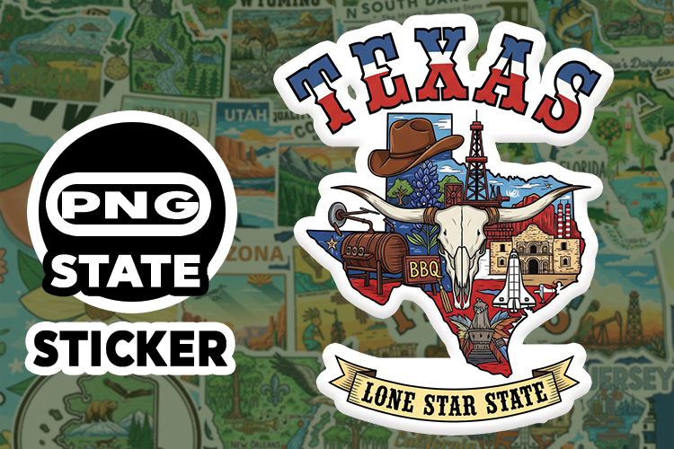 Texas Sticker PNG SVG | State Outline Decal File