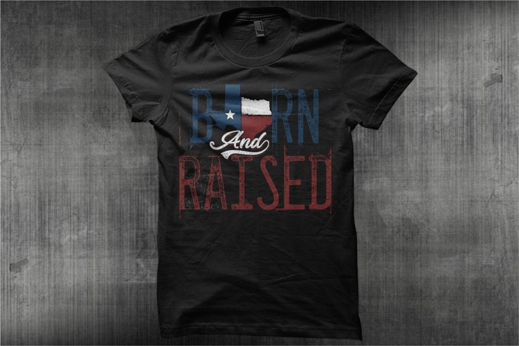 Typography Texas Born And Raised with Distressed Effect