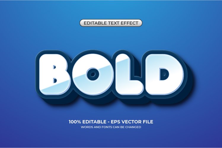 Editable white bold text effect. 3d glossy text effect