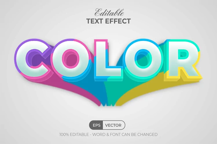 Colorful text effect long shadow style