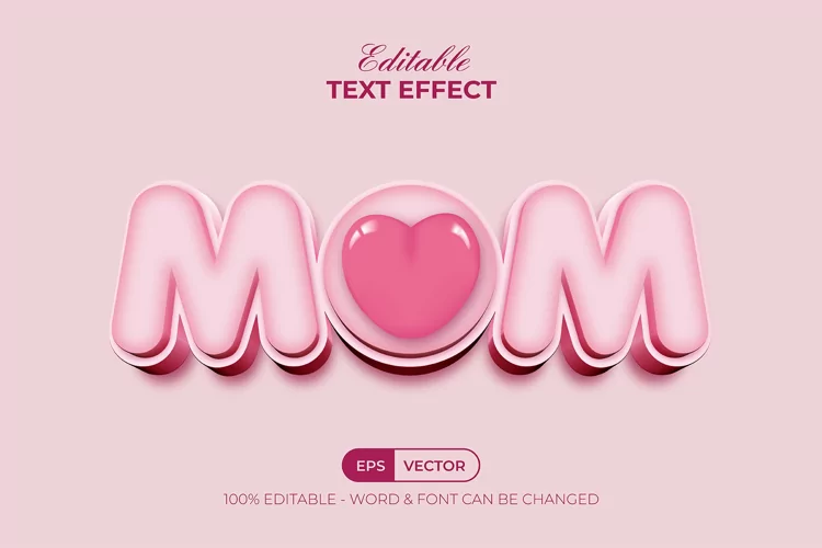 Mom 3D Pink Text Effect Style