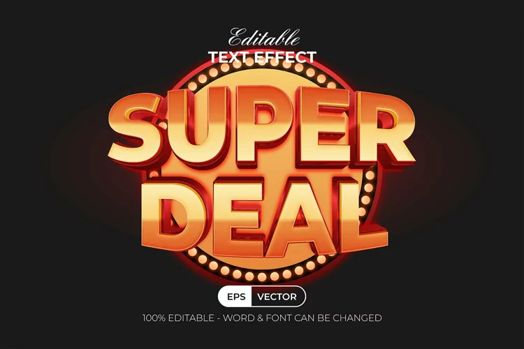 Super Deal Text Effect 3D Golden Style