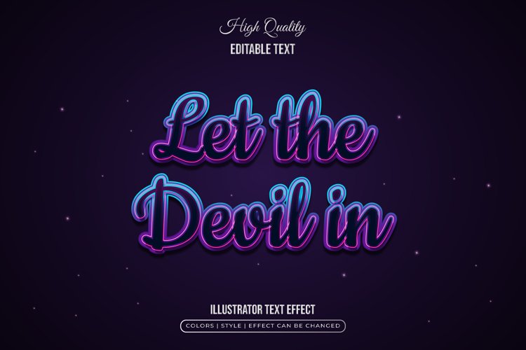 Colorful Neon Text Effect. Editable Illustrator Font Effect