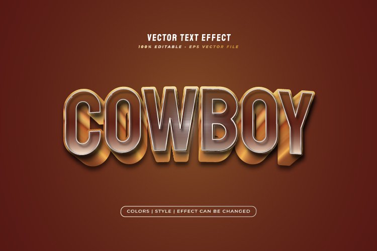 Editable 3D Golden Cowboy Text Effect example image 1