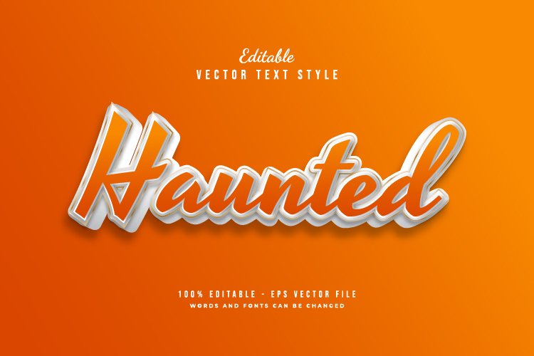 3D Bold Orange and White Text Effect in Cartoon Style
