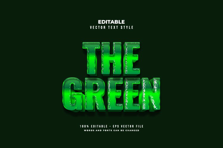Editable 3D Bold Green Text Effect. Realistic Text Style example image 1