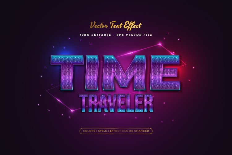 Colorful 80s Futuristic Retro Text Effect example image 1