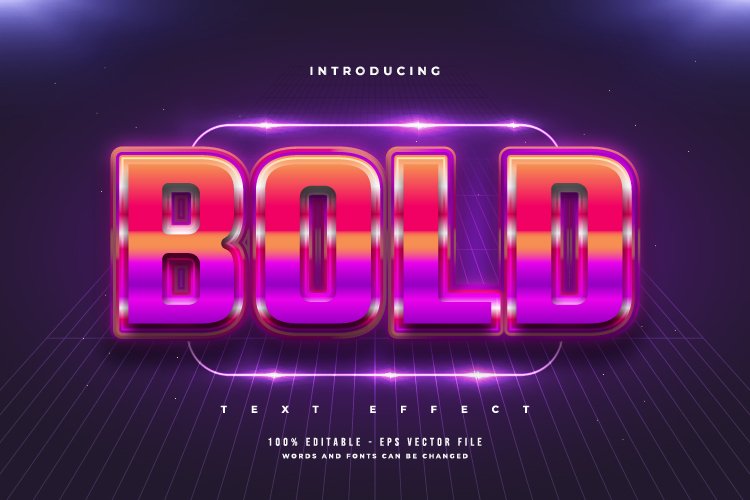 3D Bold Colorful Retro Text Effect