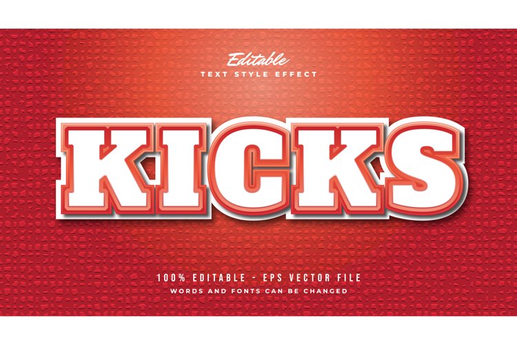 Bold Cartoon Text Effect in White and Red