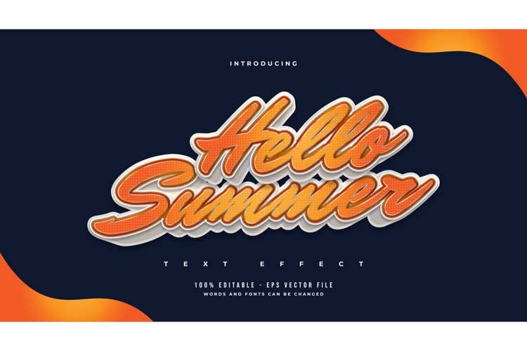 Hello Summer Text with 3D White and Orange Effect