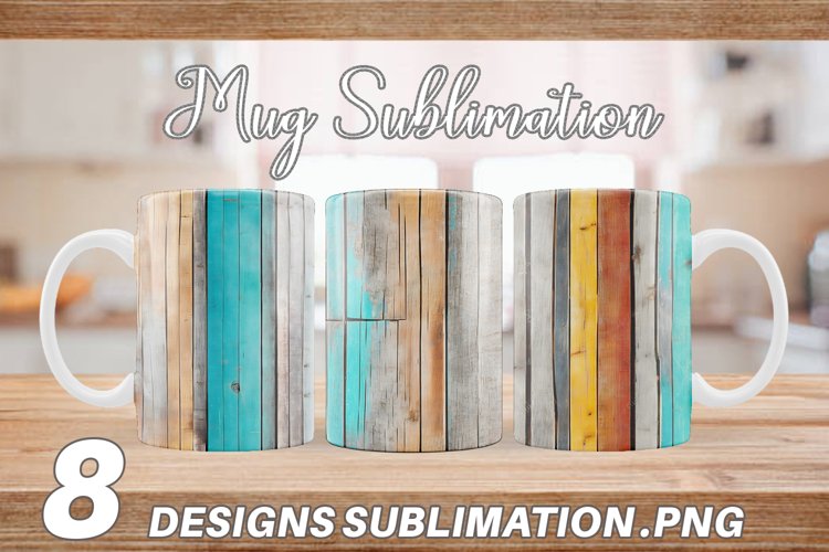 Vintage Wood Board Mug sublimation design
