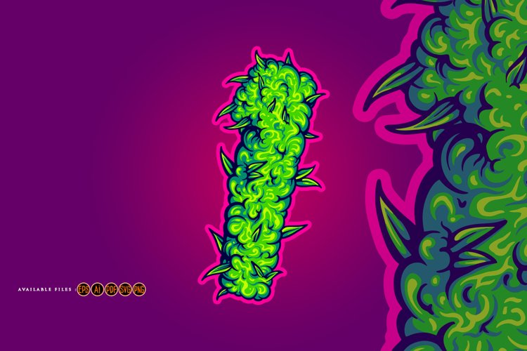 Textured cannabis bold monogram letter number 1 example image 1