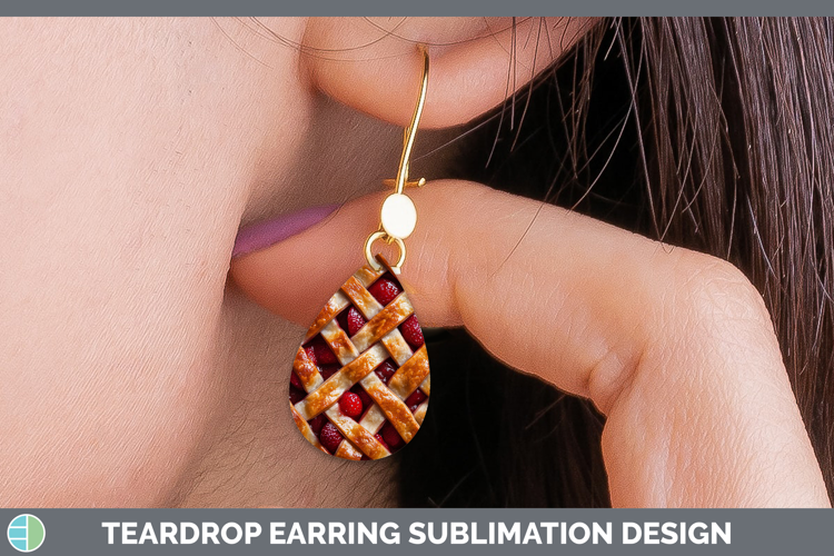 Textured Food Pie Teardrop Earrings Sublimation Earrings Des