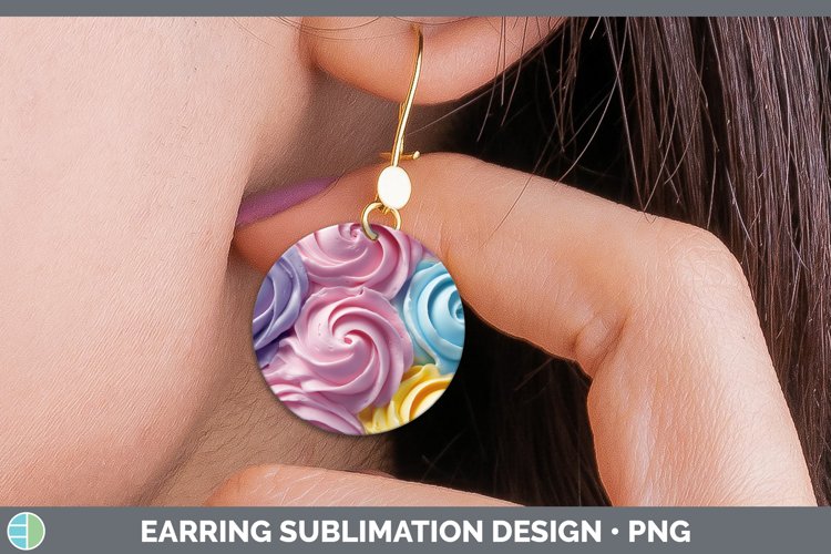 Textured Frosting Round Earrings Sublimation Earrings Design