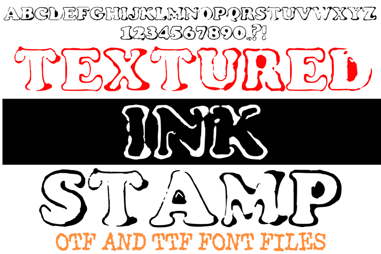 Textured Ink Stamp Font Authentic Vintage Handmade Typeface