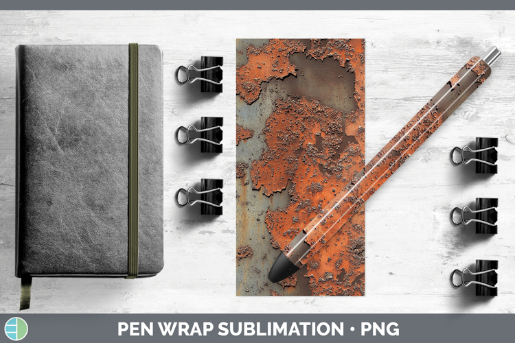 Textured Rusted Metal Pen Wrap Sublimation Pen Designs