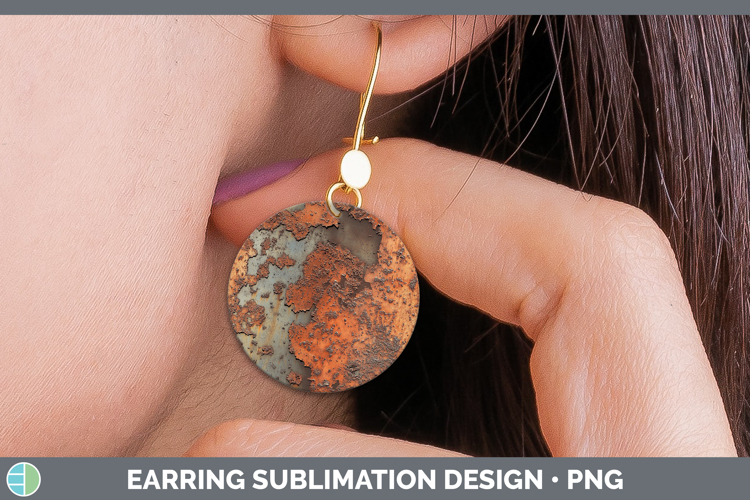 Textured Rusted Metal Round Earrings Sublimation Earrings De
