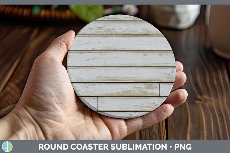 Textured Shiplap Round Coaster Sublimation Coaster Designs
