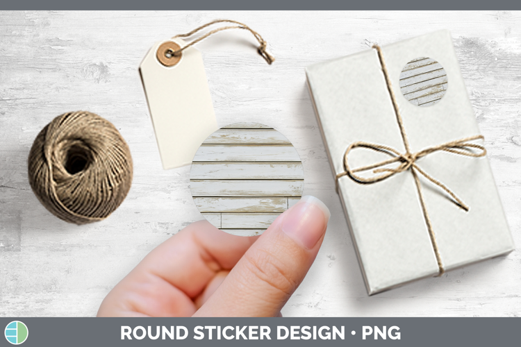 Textured Shiplap Stickers | Round Labels Designs